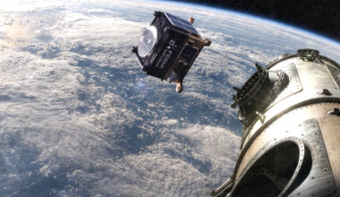 A rendered graphic of the Fermi Explorer launching into space.
