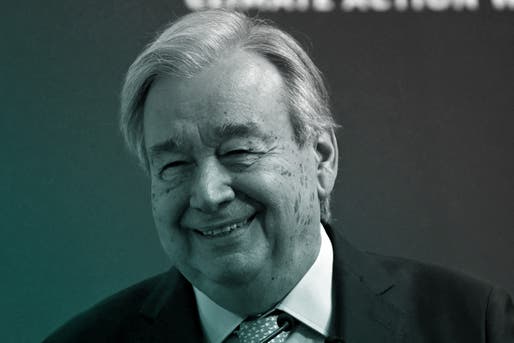 2026climate100  Antonio Guterres
United Nations (UN) Secretary-General Antonio Guterres delivers a speech during the Climate Innovation Forum, at the Guildhall in central London, on June 23, 2026. (Photo by JUSTIN TALLIS / AFP via Getty Images)