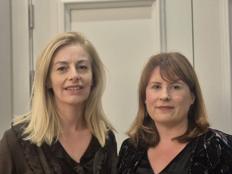 Locals Liz Denieffe and Louise Burchall are against the proposed data centres in Naas. Photograph: Órla Ryan/The Irish Times