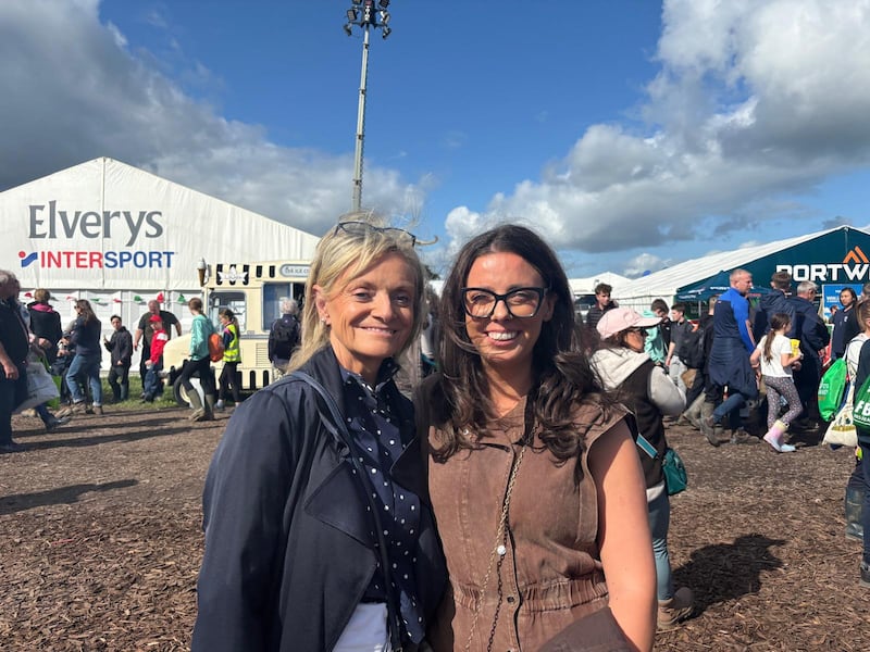 Sandra and Laura Kelly, a mother and daughter from Co Offaly, after leaving the fashion show. Photo: Stephen Conneely/The Irish Times