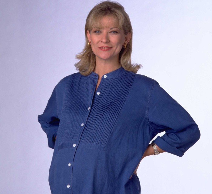 Claire King Pregnant Kim Tate in Emmerdale, c. 1996