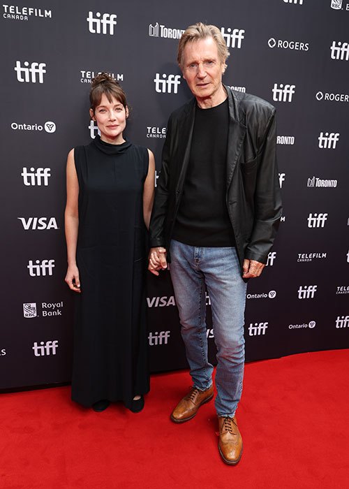 Stella Stocker and Liam Neeson attend the premiere of "Evil Genius" during the 2026 Toronto International Film Festival at Roy Thomson Hall on September 12, 2026 in Toronto, Ontario. (Photo by Robin Marchant/WireImage)