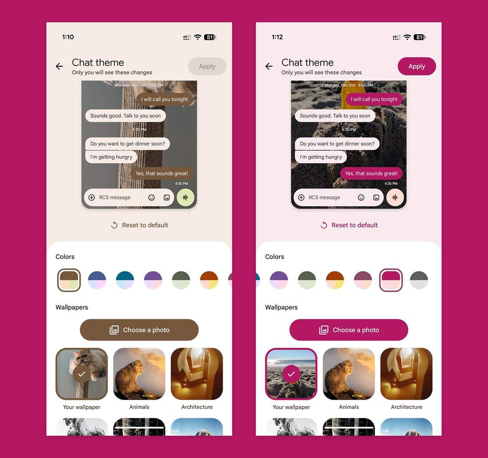 Google Messages - how to set Chat Themes