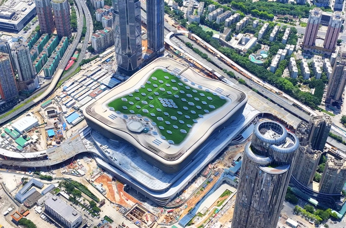 A bird eyes view of buildings at Huanggang Port, Hong Kong, China. Photo courtesy of Hong Kongs Security Bureau