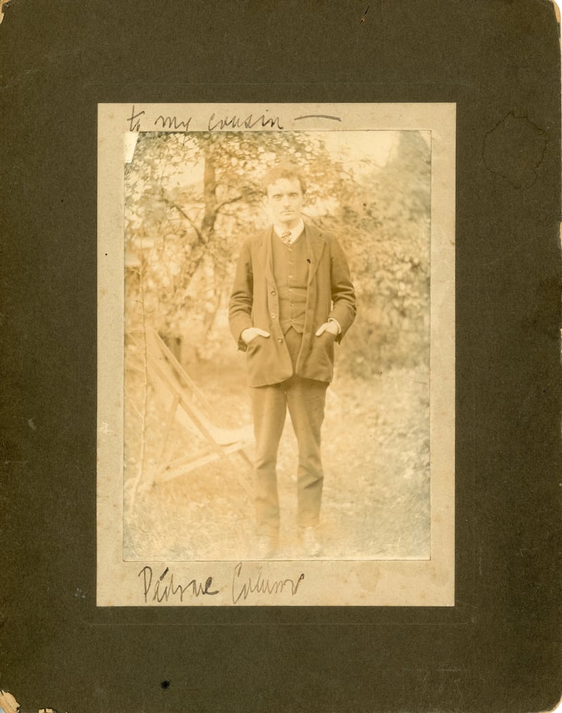 Photograph of Padraic Colum, inscribed ‘to my cousin’ (to Mary Maguire), undated [c. 1909]. Image courtesy of Padraic and Mary Colum Collection, Binghamton University Libraries Special Collections.