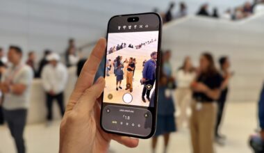 A hand holding an iPhone 18 Pro