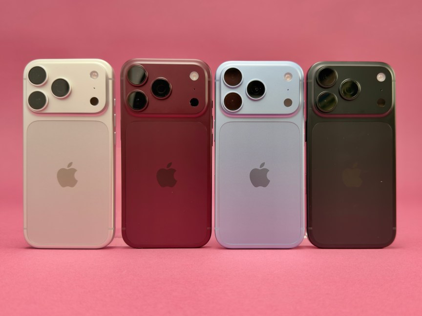 Four iPhone 18 Pros in different colors.