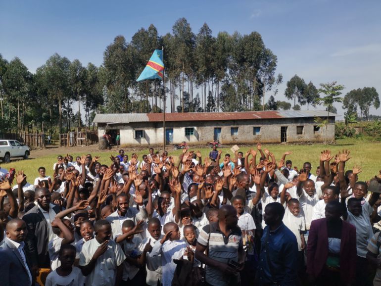 Pupils in Goma return to school as authorities introduce measures to limit the spread of Ebola in affected parts of the Democratic Republic of the Congo [Prosper Heri/Al Jazeera]