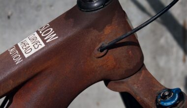 His carbon Santa Cruz Hightower frame is rusty — by design