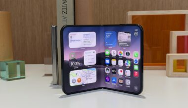 iPhone duo is sitting upright partially opened