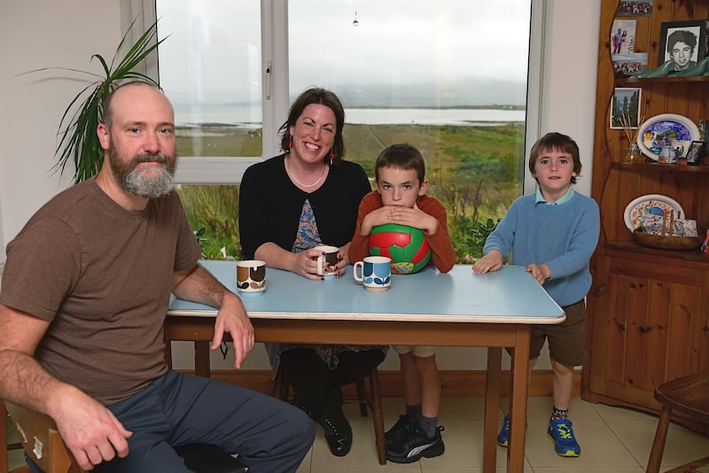 Orla Cafferkey with her husband Brendan and their boys Finbar and Luan. Photograph: Conor McKeown for The Irish Times