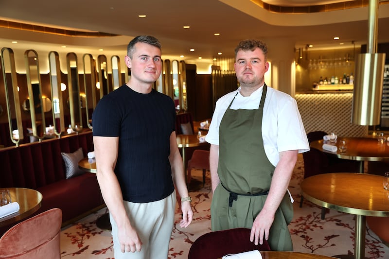 Glovers Alley general manager Dylan Shannon with Adam Nevin. Photograph: Dara Mac Dónaill