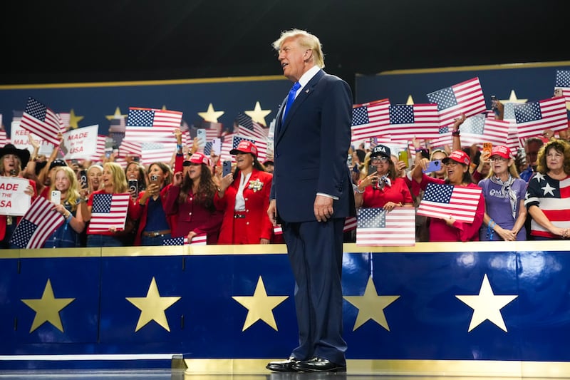 President Donald Trump walks on stage to speak on the first day of the 2026 Republican National Convention at the American Airlines Center in Dallas, Texas. Photograph: Andrew Harnik/Getty Images