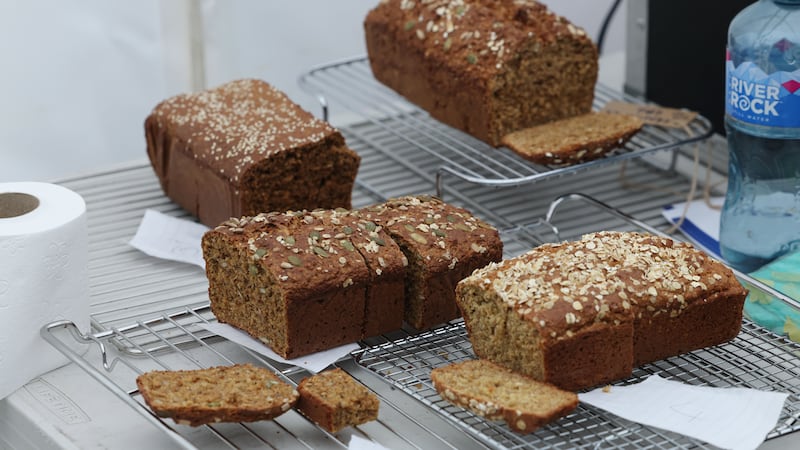 Judging the finals of the Brown Bread baking competition on the 3rd day of the National Ploughing Championships at Tullamore, Co Offaly. Photograph: Alan Betson / The Irish Times

