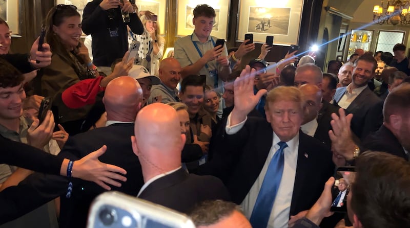 US president Donald Trump walks through the members bar of his Doonbeg golf resort as he attends the Irish Open. Photograph: Claudia Savage/PA Wire