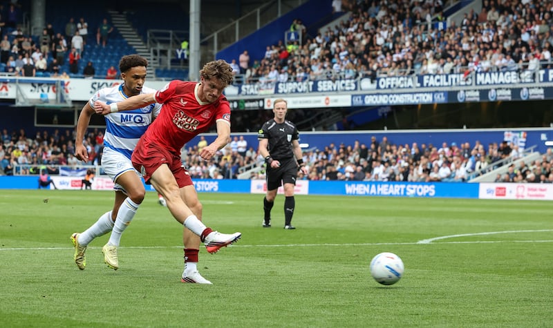 Johnny Kenny scores for Preston against QPR on Saturday. Photograph: Andrew Kearns/CameraSport via Getty Images