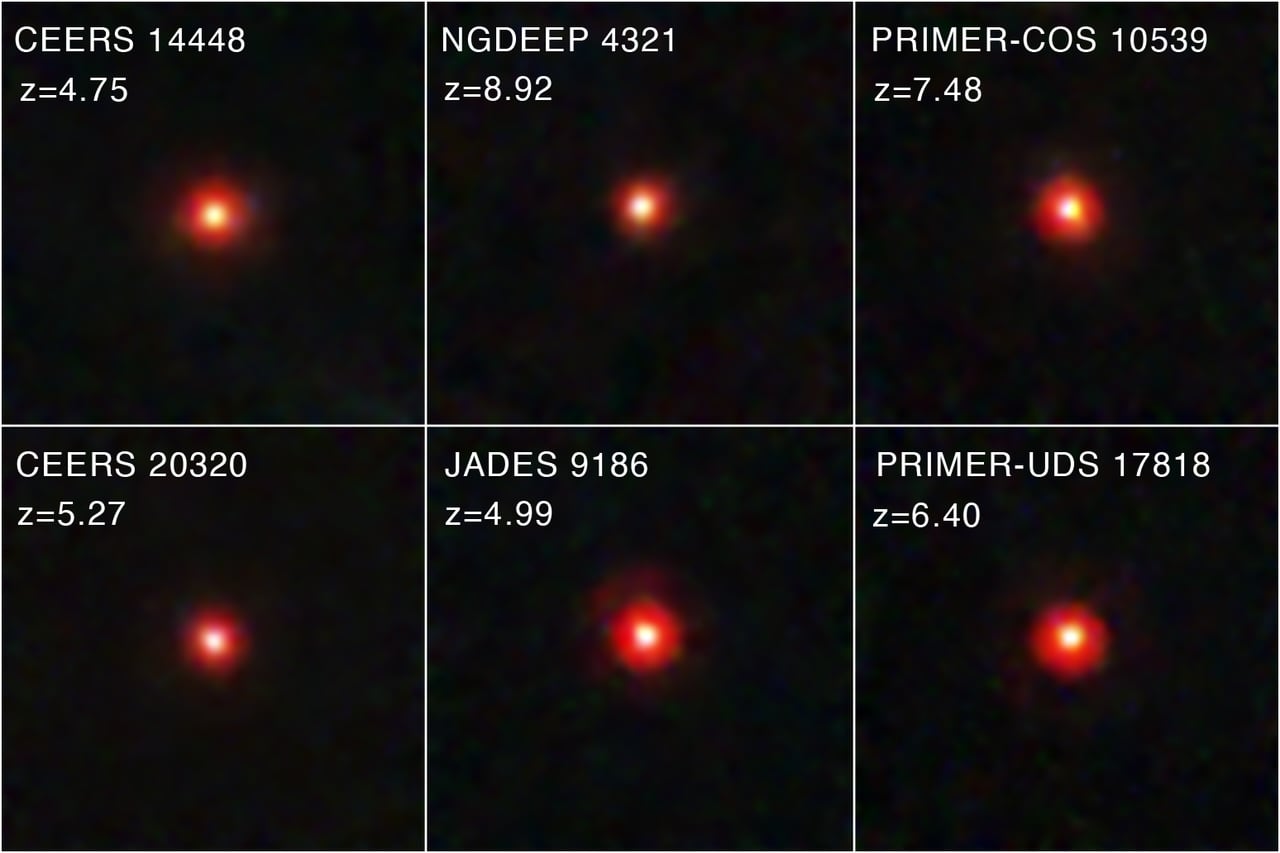 A sample of Little Red Dots observed by JWST's NIRCam detector. Credit: NASA, ESA, CSA, STScI, Dale Kocevski (Colby College)
