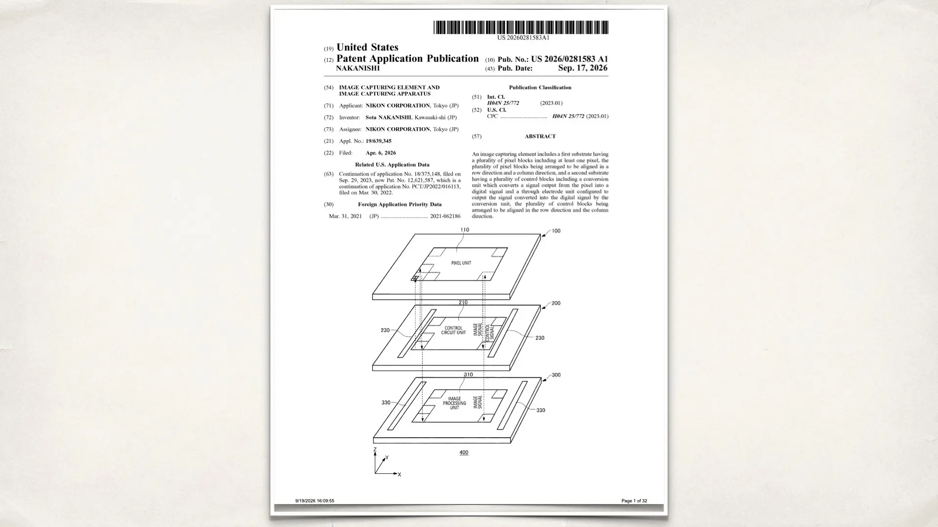 Nikon's patent: IMAGE CAPTURING ELEMENT AND IMAGE CAPTURING APPARATUS