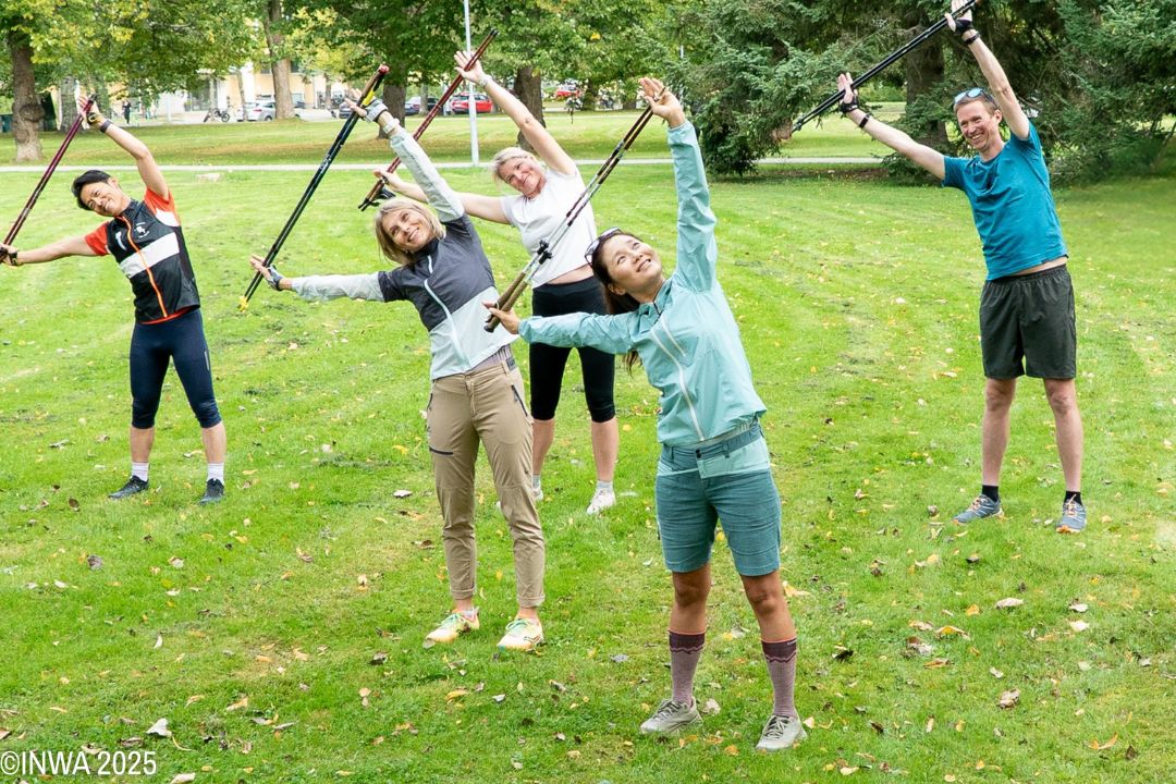 The poles can also be used for strength and mobility-boosting exercises within your walk