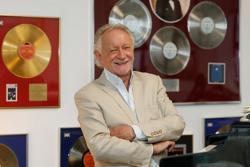 Phil Coulter at his office surrounded by hit records. Photograph: Nick Bradshaw/The Irish Times