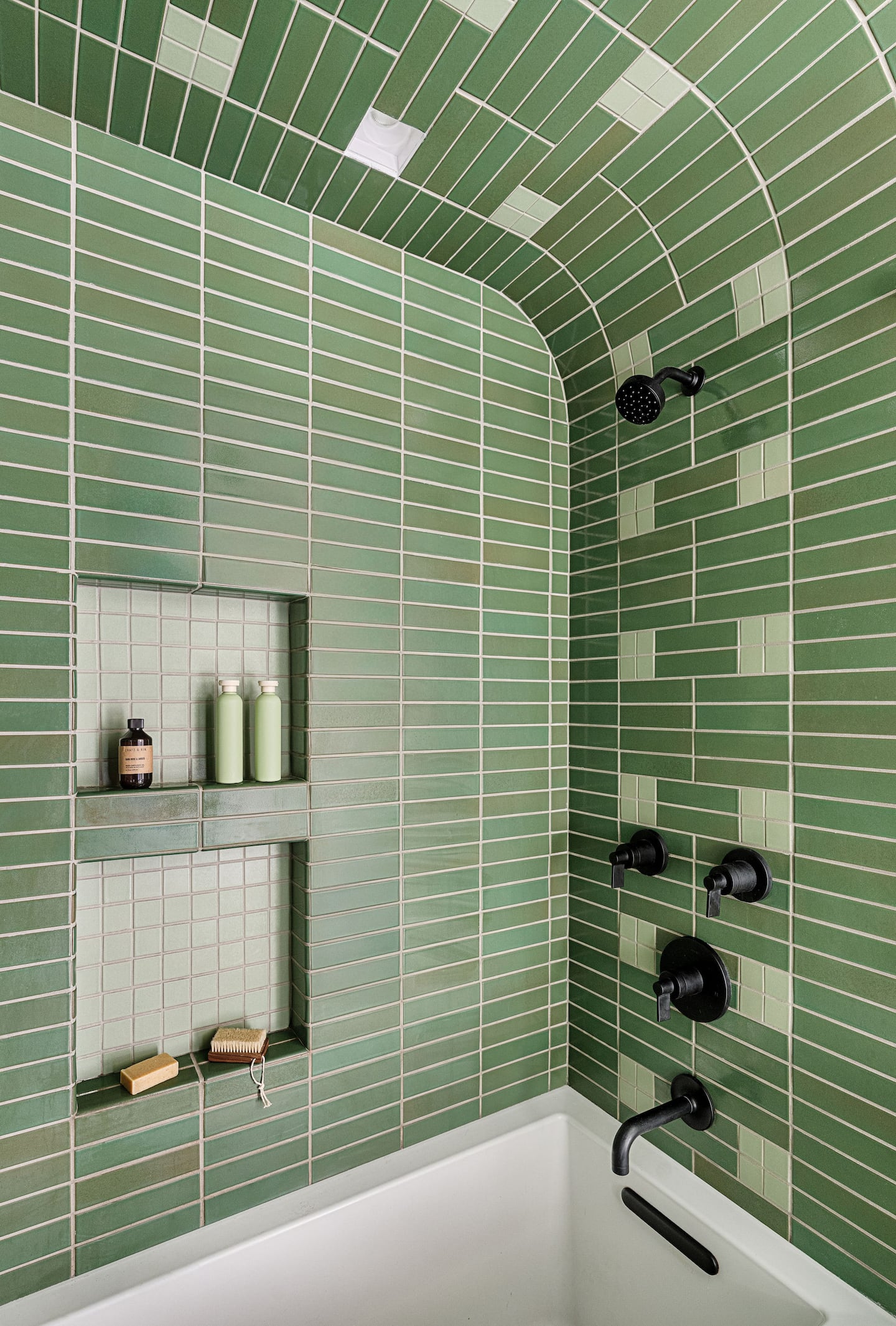 Cambridge’s Nick Andersen and Luke Massa's remodeled bathroom features tile from Heath Ceramics in California.