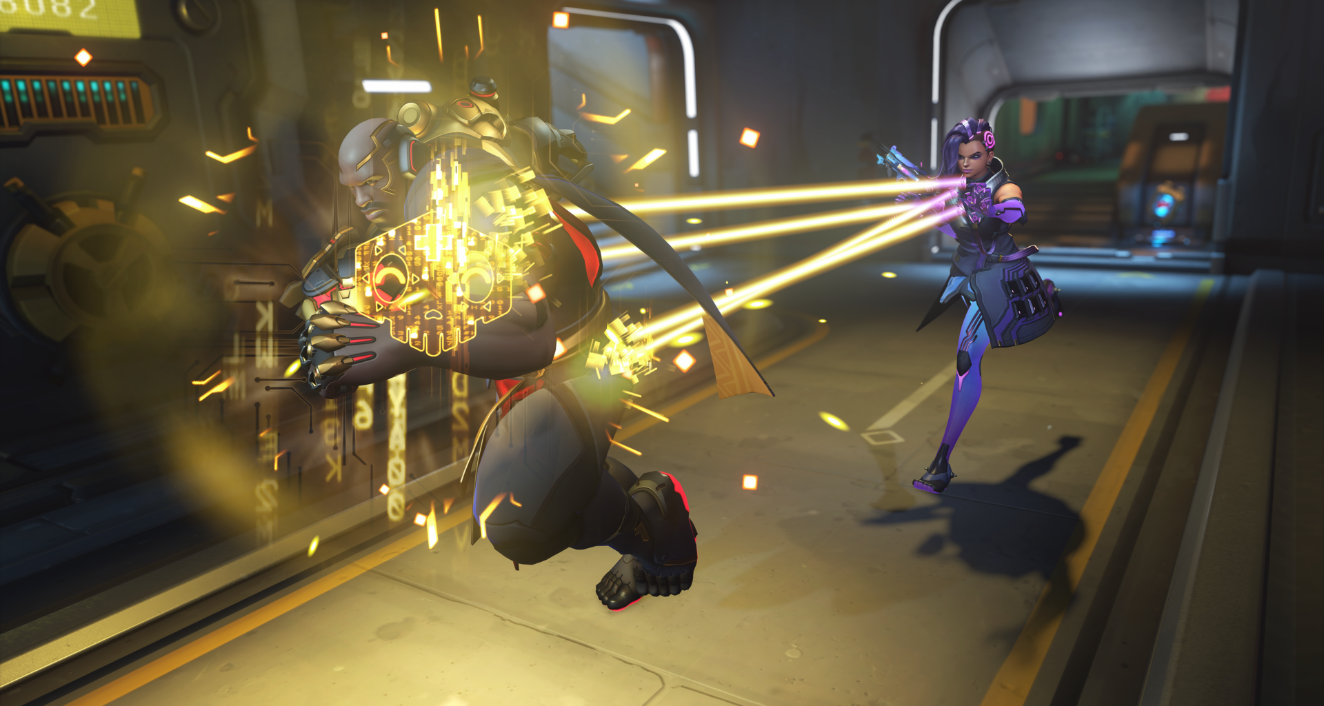 Sombra using an ability to heal Doomfist