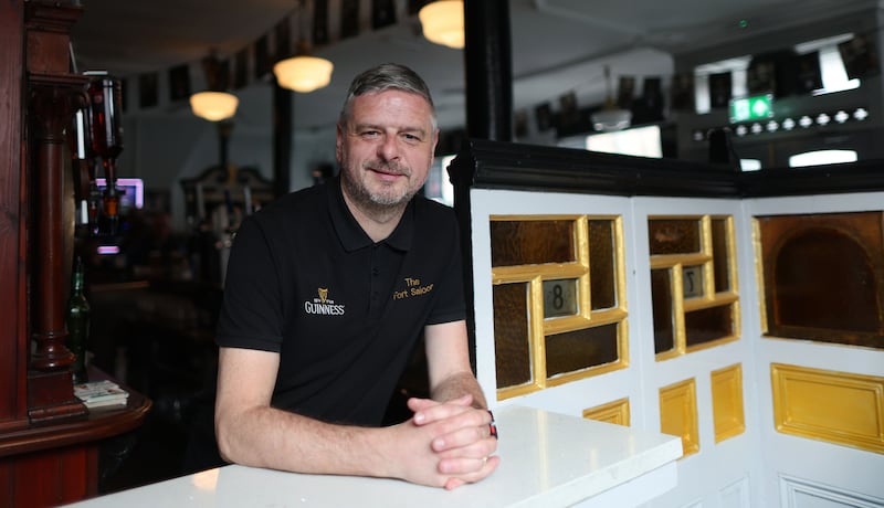 Irish League referee  Raymond Crangle  picture at the fort bar in West Belfast, Raymond will hang up his whistle at the end of this season.
PICTURE COLM LENAGHAN