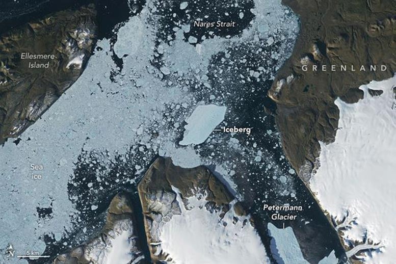 Petermann Glacier Iceberg Joe Island August 23 Annotated