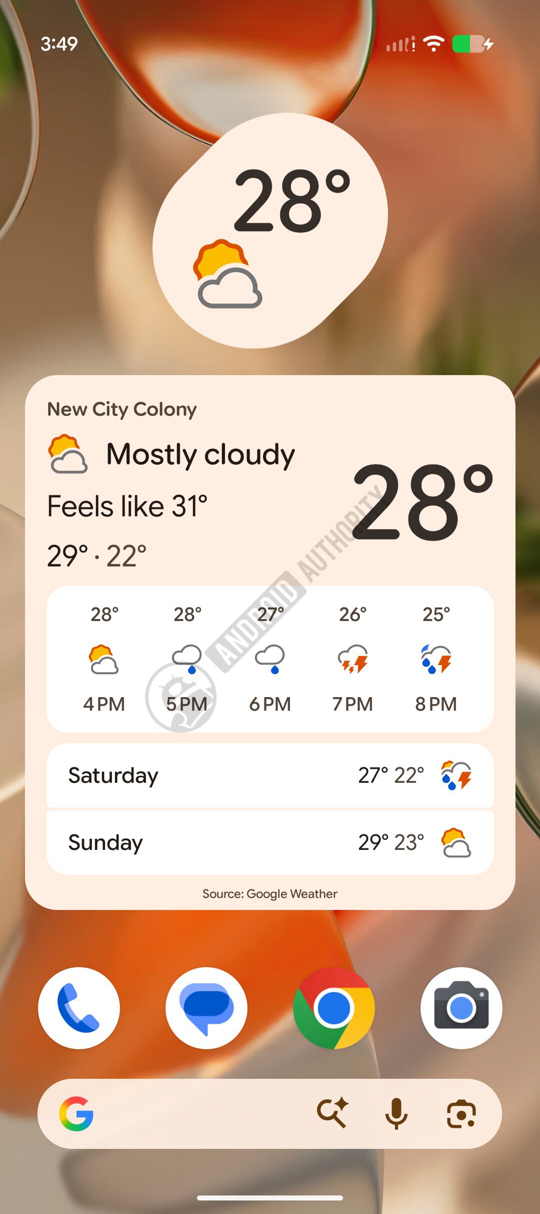 Pixel Weather widget watermarked