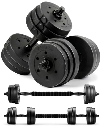 Kayman Adjustable Dumbbell &amp; Barbell Set 12kg/20kg &ndash; Home Gym 2-In-1 Free Weights With Connector Bar, Strength Training Dumbbells for Men &amp; Women, Fast Assembly Weight Set for Full Body Workout