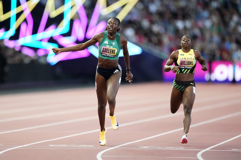 Rhasidat Adeleke finishes fifth in the women's 200m semi-final. Photograph: Martin Rickett/PA