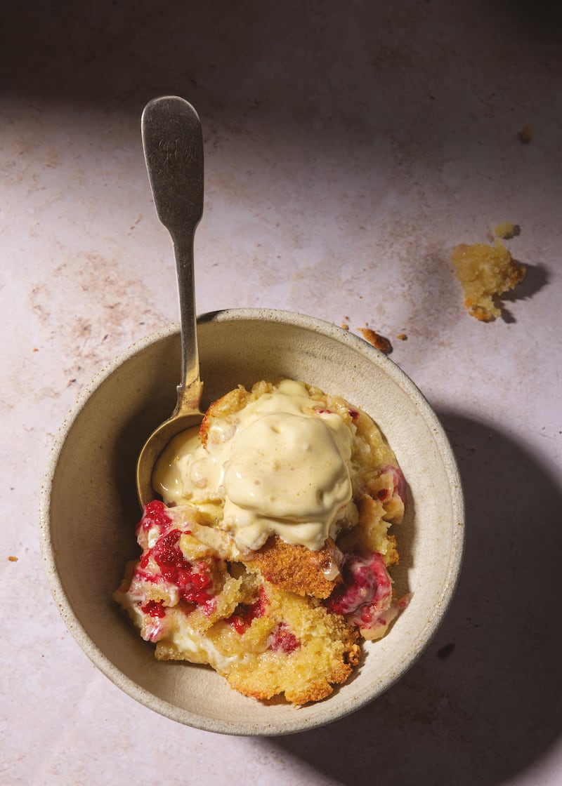 Mark Moriarty's Molten white chocolate and raspberry cookie dough. Photograph: Ruth Calder-Potts