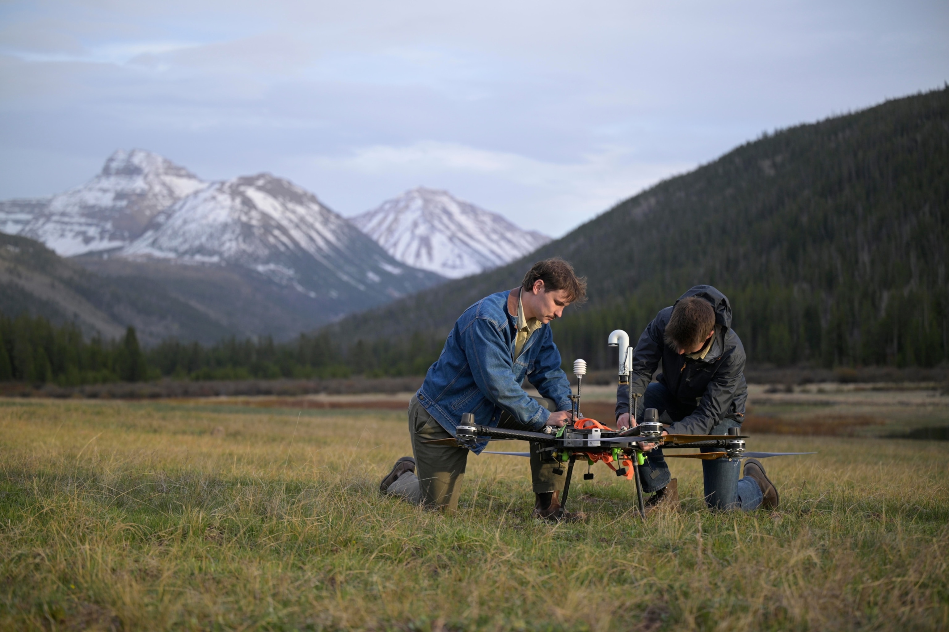 Rainmaker Engineers conduct preflight checks of an Elijah in Utah