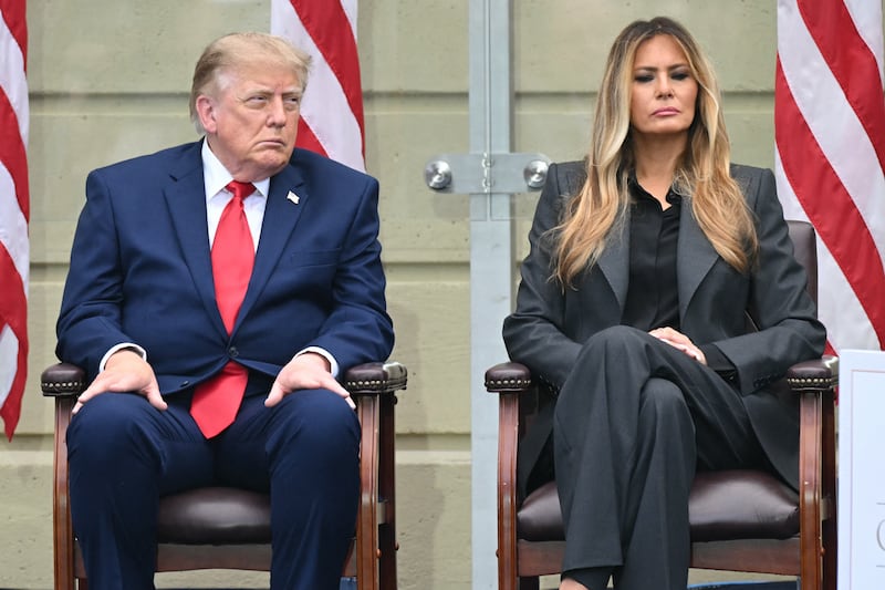 US president Donald Trump and US first lady Melania Trump attend the 25th anniversary commemoration of the September 11th, 2001 attacks at the Pentagon in Washington, DC, on September 11th, 2026. Photograph: SAUL LOEB / AFP via Getty Images
