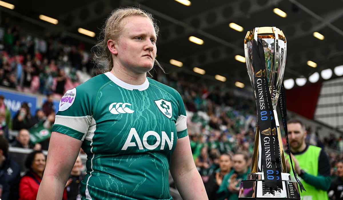 Aoife Wafer of Ireland before the Women's Six Nations Rugby Championship match between Ireland and France at Kingspan Stadium in Belfast. Pic: Ramsey Cardy/Sportsfile
