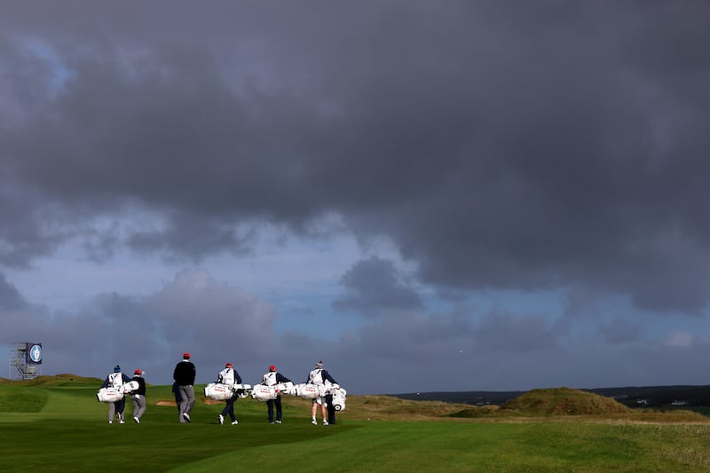 Players on a practice round before the Walker Cup at Lahinch Golf Club, Co Clare. Photograph: Getty Images