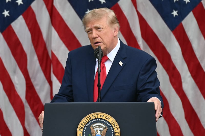 US president Donald Trump speaks during the 25th anniversary commemoration of the September 11th, 2001 attacks at the Pentagon in Washington, DC, on September 11th, 2026. Photograph: SAUL LOEB / AFP via Getty Images