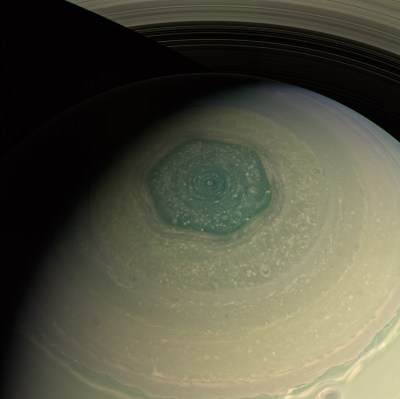 Saturn's north pole captured by Cassini in 2013. (Credit: NASA/JPL-Caltech/SSI/CICLOPS/Kevin M. Gill)