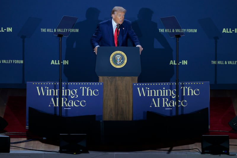 US president Donald Trump speaking at a ‘Winning the AI Race’ summit last year. Photograph: Chip Somodevilla/Getty Images
