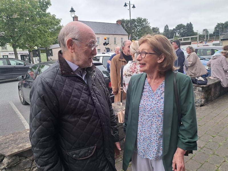 Gerry Slattery from Limerick City with former minister for education Jan O Sullivan, at the ceremony in Sixmilebridge, Co Clare. Photograph: Andrew Hamilton for The Irish Times