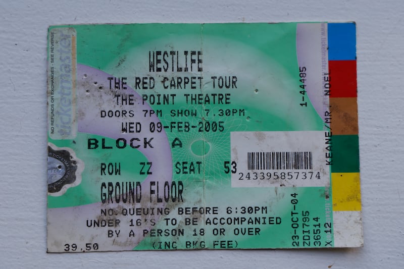 Westlife concert ticket stub belonging to 'hoarder' Rachael Myles. Photograph: Nick Bradshaw