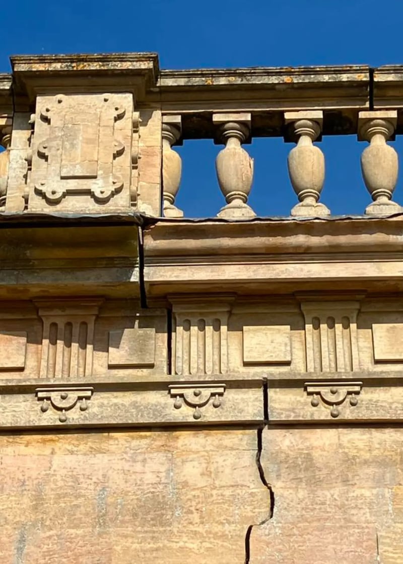 Mentmore Towers has fallen into disrepair, as shown by cracks such as this one. Photograph: Buckinghamshire Council