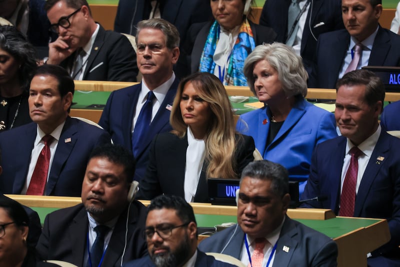 Donald Trump paid tribute to his wife's work on “securing the safe return of many displaced Ukrainian and Russian children back home to their families”. Photo by Spencer Platt/Getty Images