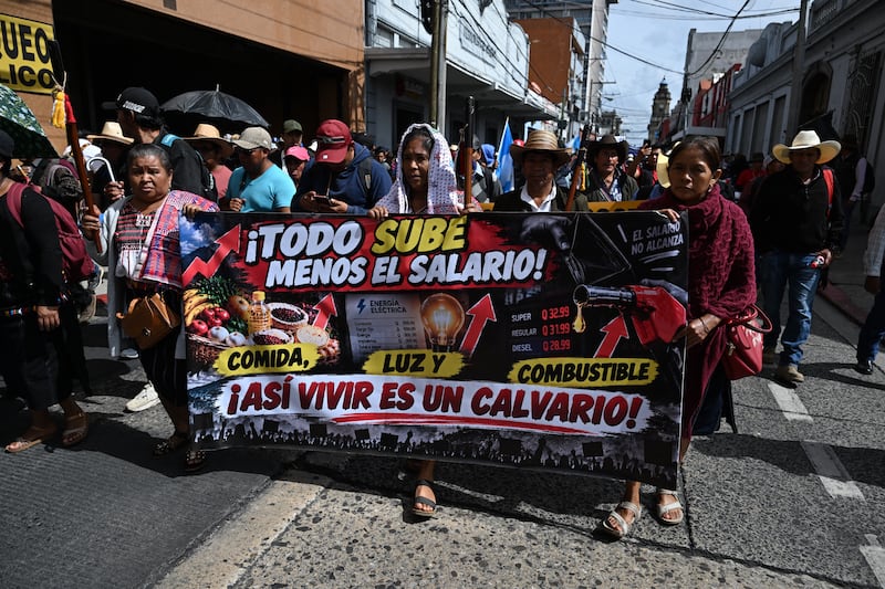 Indigenous people attending a rally against fuel prices in Guatemala City last week. Photograph: Johan Ordonez/AFP via Getty Images