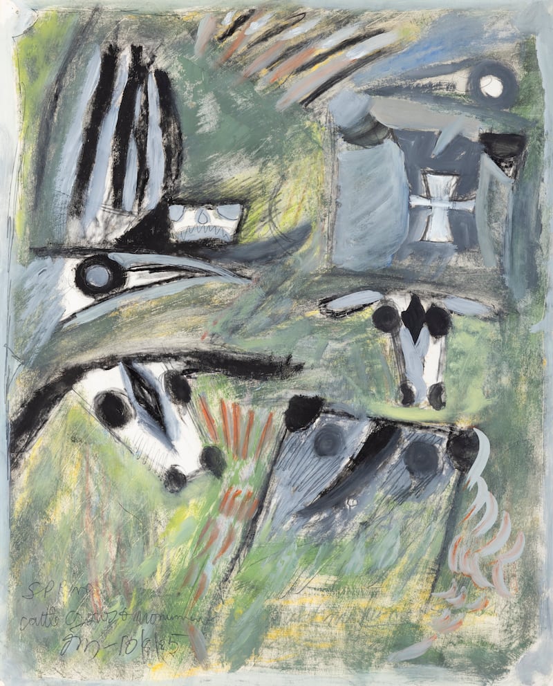 Spring-Cattle, Crows and Monuments (1985) by Tony O'Malley HRHA (1913-2003)