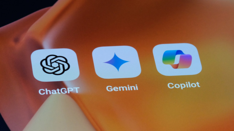 Pictures of various AI app icons on a screen