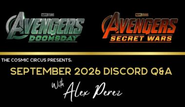 Avengers: Doomsday and Secret Wars banner for Alex Perez Q&A for Sept 2026 part 1