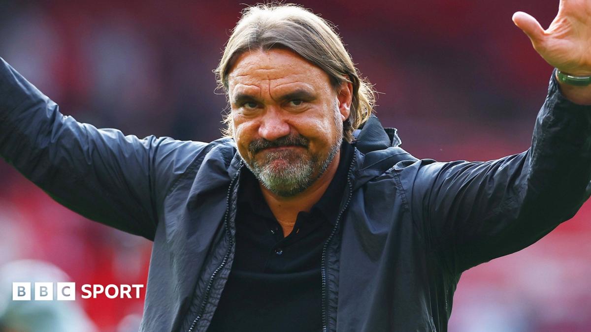 Leeds United manager Daniel Farke celebrates after a win over Nottingham Forest