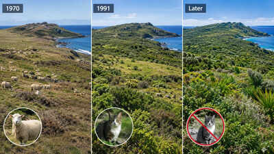 Between 1970 and 1991, New Zealand phased sheep off a remote island; the vegetation recovered and even the island's cats eventually disappeared