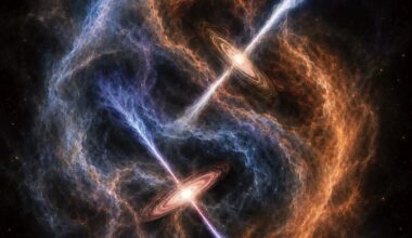 This artist's illustration shows a pair of young binary stars and their misaligned disks. They're still in the process of forming, and that's giving astrophysicists and opportunity to learn more about binary star formation. Image Credit: Y. Zhang